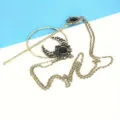 Retro vintage metal hair stick wand crescent moon chain gothic headpiece for women girls - Antique Bronze