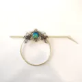 Vintage metal dragon hairpin with colorful scale cabochon and circular ring for women elegant hair. - Colorful Fish Scale Style / Antique Bronze