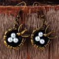 Vintage bronze swallow bird nest pearl earrings, retro ethnic style jewelry gift variant. - Bronze