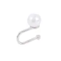 Detailed close-up shot of the U-shaped pearl ear cuff, highlighting the sleek metal and white pearl. - Silver (Pearl Style)