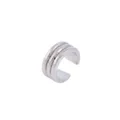Silver triple layer ear cuff non pierced geometric minimalist jewelry daily fashion accessory - Three Layer Line Style (1435) / Silver