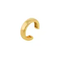 Close up view of minimalist gold geometric ear cuff, sleek polished surface detail for women. - Wide Streamlined Style (1437) / Gold