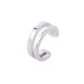 Silver double layer C-shaped ear cuff, non-pierced clip on earrings, minimalist fashion jewelry. - Silver (Double Layer Flat Line Style)