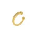Gold ear cuff variant, non-pierced sparkling crystal ear clip, stylish geometric jewelry item. - Pave Rhinestone Bead Style (1433) / Gold