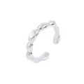 Silver pebble link open ear cuff minimalist geometric metal ear clip fashion jewelry accessory - Beaded Style (1426) / Silver (Beaded Style)