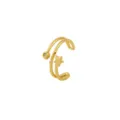 Gold double band ear cuff with star and sparkling stone for non pierced ears trendy jewelry - Double Layer Star Rhinestone Style (1443) / Gold