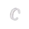 Silver double band ear cuff, twisted and smooth metal non-piercing cartilage clip for women. - Silver (Double Layer Twisted Style)