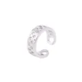 Silver-plated hollow ear cuff minimal geometric design non-pierced clip on cartilage earring - Silver (Grid Hollow Style)