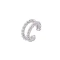 Silver double band twisted ear cuff, non-pierced geometric clip on earring for women. - Double Layer Braided Style (1442) / Silver