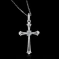 Silver cross zircon pendant necklace elegant religious minimalist jewelry main product view - 925 Silver / Silver