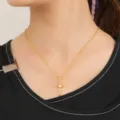 Gold cross zircon necklace for women, stylish minimalist religious pendant neck chain jewelry. - 925 Silver / Gold