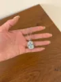 Stunning silver cross pendant necklace featuring sparkling diamond pavé and blue crystal. - Square Tag Blue Cross Style (XL5250B)