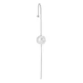 Silver ear cuff with pearl charm, trendy long chain design for women fashion piercing jewelry. - Pearl Silver
