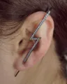Fashion lightning ear crawler for women with pave cubic zirconia, trendy ear cuff jewelry. - Lightning Silver