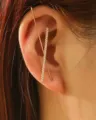 Stylish Minimalist Geometric Crystal Rose Gold Ear Cuff Piercing Earring for Women - Criss-Cross Gold