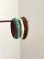 Bohemian style layered bangles set with turquoise and wooden materials for women fashion jewelry - Wooden Turquoise Bracelet Set (代SL0578)