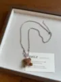 Korean style brown flocked bear necklace with pearl and star pendants, cute sweater chain. - Star Bear Style (XL5057)