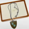 Vintage brown leather sunglasses clip necklace long sweater chain with black white rope. - Sunflower Glasses Clip Necklace (XL3830D) / Dark Green