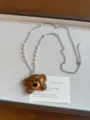 Cute brown bear pendant necklace with pearl and chain jewelry for women daily fashion wear - Brown Bear Pearl Style (XL5054A)