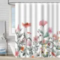 Watercolor floral waterproof shower curtain for modern bathroom decor with 3D print - 90x180cm / Wildflower and Plant Pattern (xiao624)