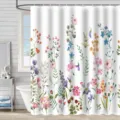Waterdicht douchegordijn met 3D digitale bloemenprint voor een moderne badkamerstijl - 90x180cm / Veldbloemenpatroon(28)