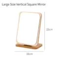 Grote verticale vierkante houten make-upspiegel voor op het bureau, maat 22x16cm - Opvouwbare Verticale Stijl / L