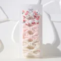 6er-Set Kinder Haarklammern mit Stoffschleifen in Blumenmuster und Rosa Design - Rot Floral/Rosa Textur/Reis Rosa Punkt Set