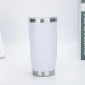 Κομψό λευκό ποτήρι 20oz από ανοξείδωτο ατσάλι με μόνωση κενού και διαφανές καπάκι - Λευκό