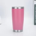 Θερμός ποτήρι από ανοξείδωτο χάλυβα 20oz σε ροζ χρώμα με διαφανές καπάκι για ποτά - Ροζ
