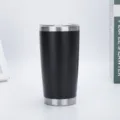 Gobelet isotherme en acier inoxydable noir 20oz avec couvercle pour boissons chaudes froides - Noir
