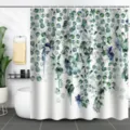Fresh green botanical shower curtain with eucalyptus leaf print in modern bathroom - 90x180cm / Green Eucalyptus Leaf Pattern (xtl971)