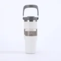 Mug isotherme en acier inoxydable blanc de 30oz avec une poignée grise pratique - 30oz / Blanc Couvercle Gris