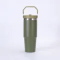 Vaso térmico de acero inoxidable verde militar de 20oz 30oz con asa portátil - 30oz / Verde