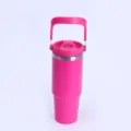 Gobelet isotherme 20oz en acier inoxydable rose vif avec poignée de transport robuste - 30oz / Rouge Rose