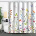 Waterdicht douchegordijn met kleurrijke bloemen en vlinders 3D digitale print design - 90x180cm / Kleurrijke Bloemen Vlinder (xtl857)
