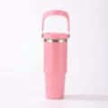 Gobelet isotherme rose de 20oz en acier inoxydable avec poignée et couvercle pro - 30oz / Rose