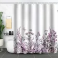 Waterproof bathroom shower curtain with 3D digital purple botanical and butterfly print - 90x180cm / Purple Floral & Butterfly Pattern(xh74)