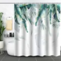 Waterproof green tropical leaf print shower curtain for bathroom decor - 180*180 Single Shower Curtain with Hooks 380g / 27