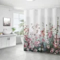Waterproof bathroom shower curtain featuring artistic pink and purple wildflower digital prints - 90x180cm / Pink and Purple Wildflower Pattern(xf85)