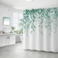 Waterproof green botanical leaf 3D print shower curtain for modern bathroom decor - 90x180cm / Green Drooping Leaf Pattern (xf27)