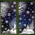 Pegatinas de ventana de Navidad reno de invierno copo de nieve vinilo estatico - [2 Conjuntos] BQ444+445