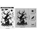 Halloween spooky tree wall sticker dimension diagram, static glass sticker for holiday party decor. - XC135 Style (XC135)