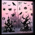 Halloween window stickers static glass decals haunted house bats ghost scary party decor - Combination Style (XC134+135)