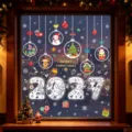 Adesivi per finestre di Natale statici decorazione festa Babbo Natale pupazzo di neve - Set Combinazione (BQ27+142) / Set di 8 fogli