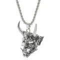 Collana con Pendente Maschera Demone Hannya Giapponese Vintage Argento Samurai Hip-Hop - Argento Antico (KY0059)