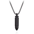Stainless Steel Bullet Pendant Necklace for Men Cool Black Charm Jewelry Sweater Chain - Black