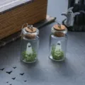 Halloween cute ghost glass bottle earrings, unique miniature terrarium cork stopper drop earrings. - Moss Earrings (Large)