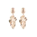 Titanium steel pleated geometric drop earrings in rose gold, vintage irregular metallic design. - 10 Gold