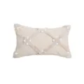 Nordischer Kissenbezug in Beige mit Tufting-Diamantmuster und Bommeln für Zuhause. - PE20417E-1 / 30x50cm