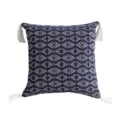 Indian style woven throw pillow cover with tassels decorative jacquard cotton cushion - 45x45cm / PE20484-1A
